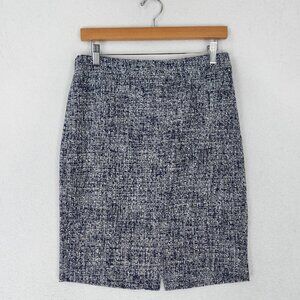 J Crew Skirt Womens 2 Blue Tweed Boucle Pencil Lined Classic Business Casual